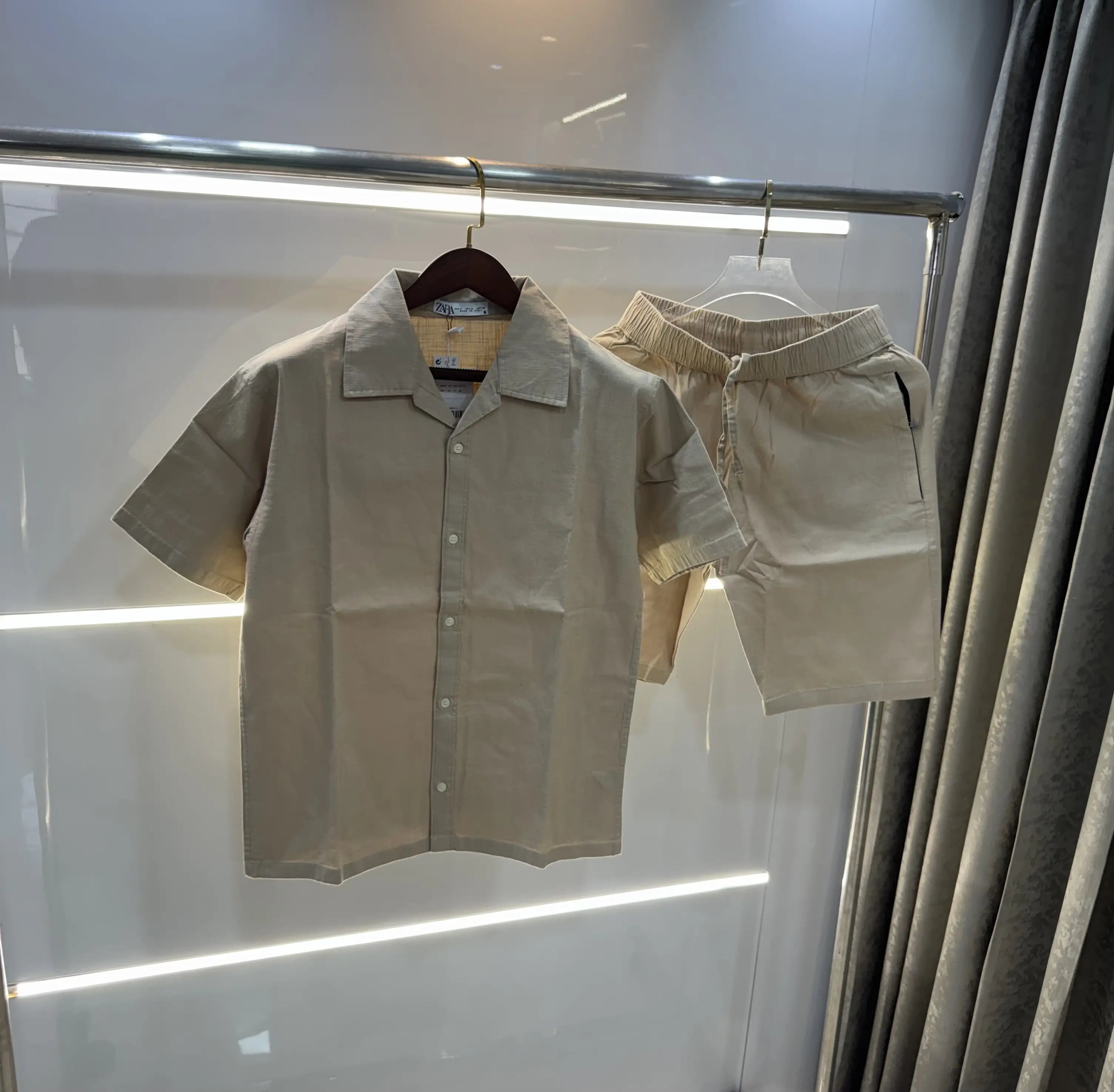 Zara Beige Logo Work Premium Cord Set