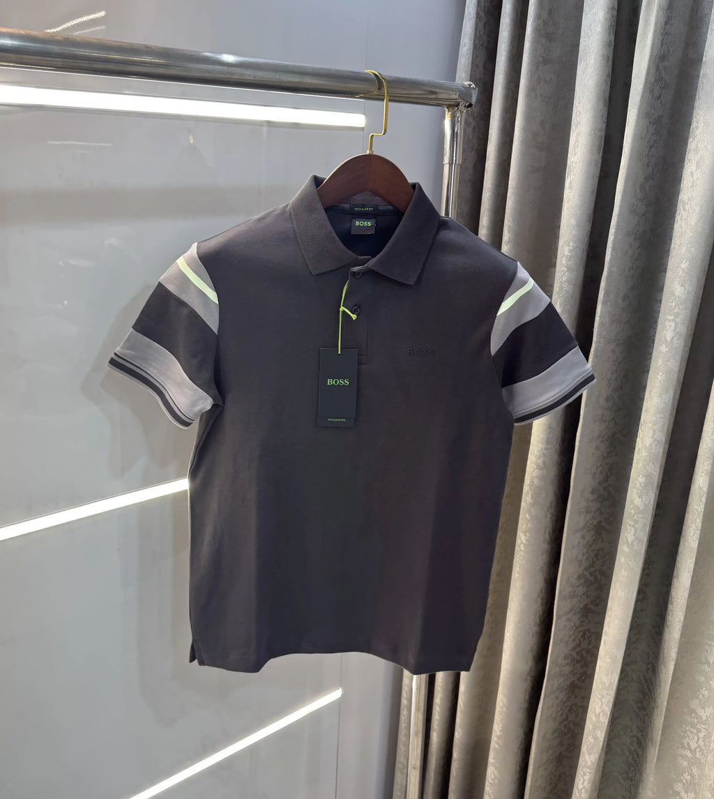 Hugo  Boss Grey Premium Polo T-shirt