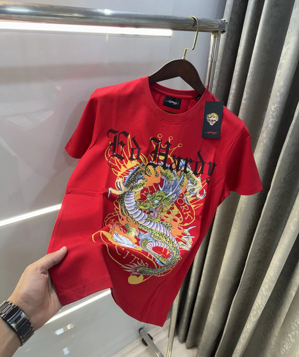 Ed Hardy Red Logo Work Imported T-Shirt