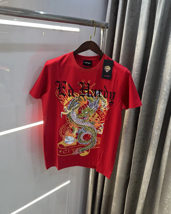 Ed Hardy Red Logo Work Imported T-Shirt