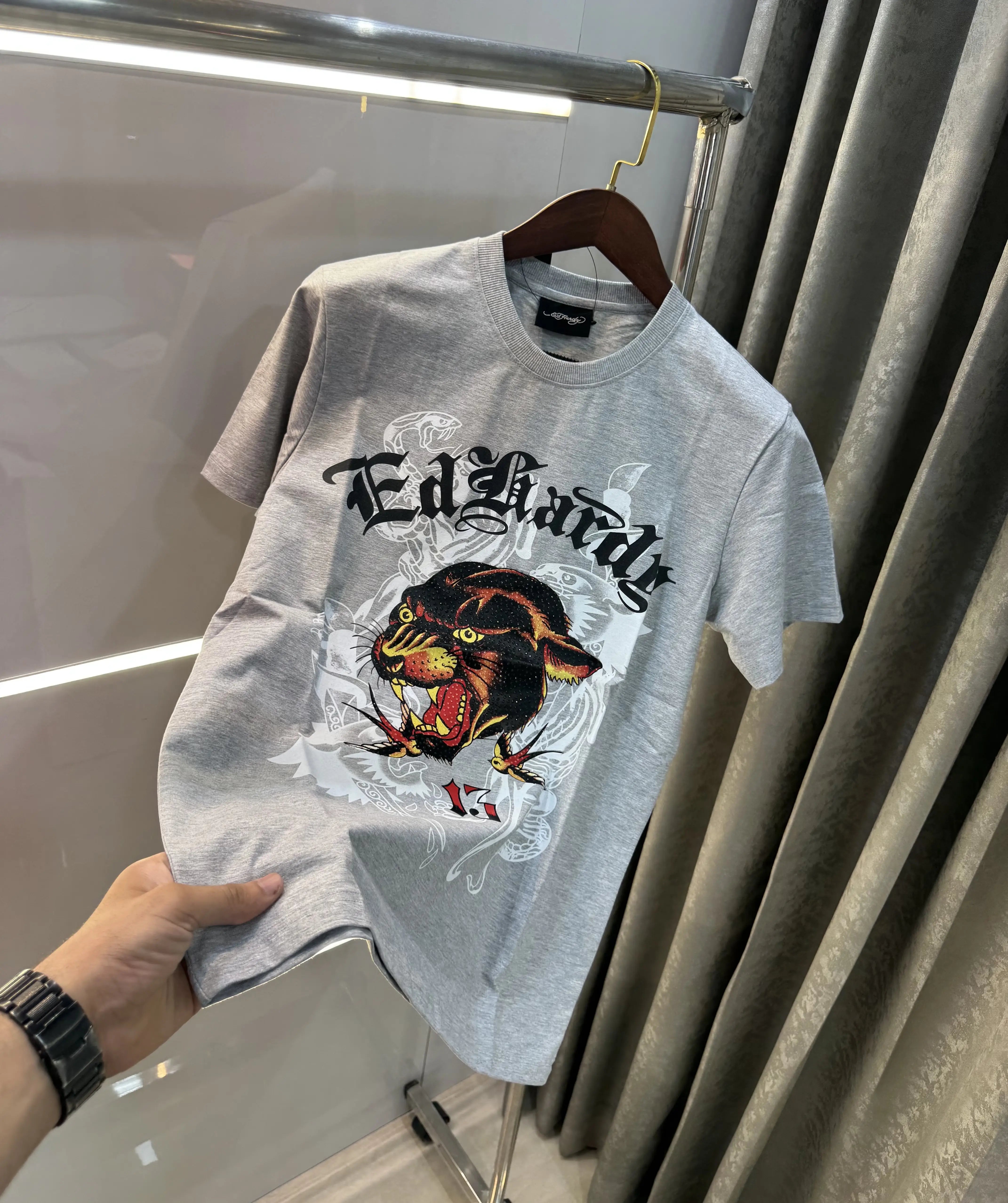 Ed Hardy Grey Logo Work Imported T-Shirt Main image