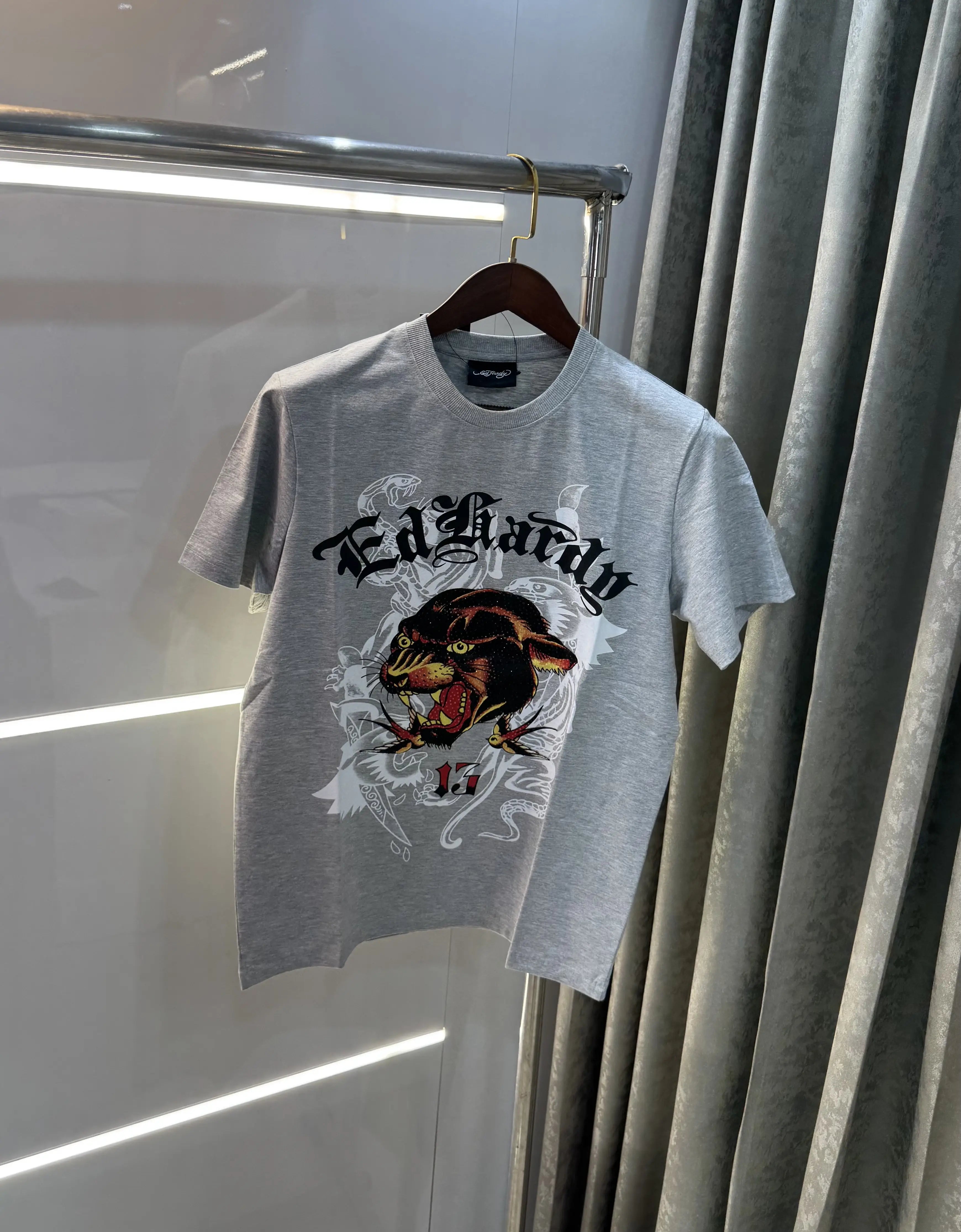 Ed Hardy Grey Logo Work Imported T-Shirt Secondary image