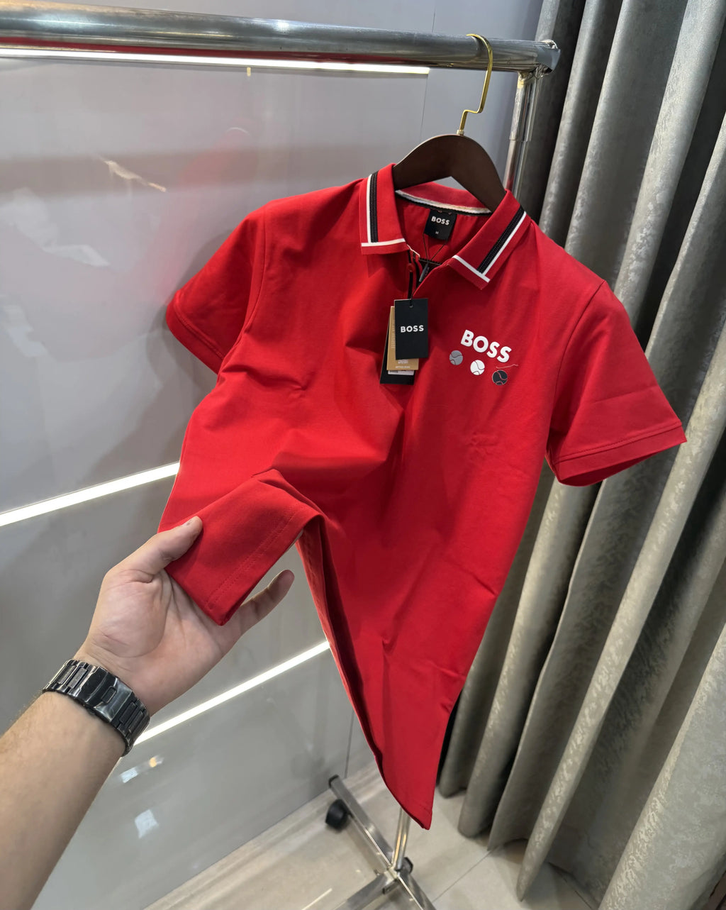 Hugo  Boss Red Premium Polo T-shirt With Box Packing