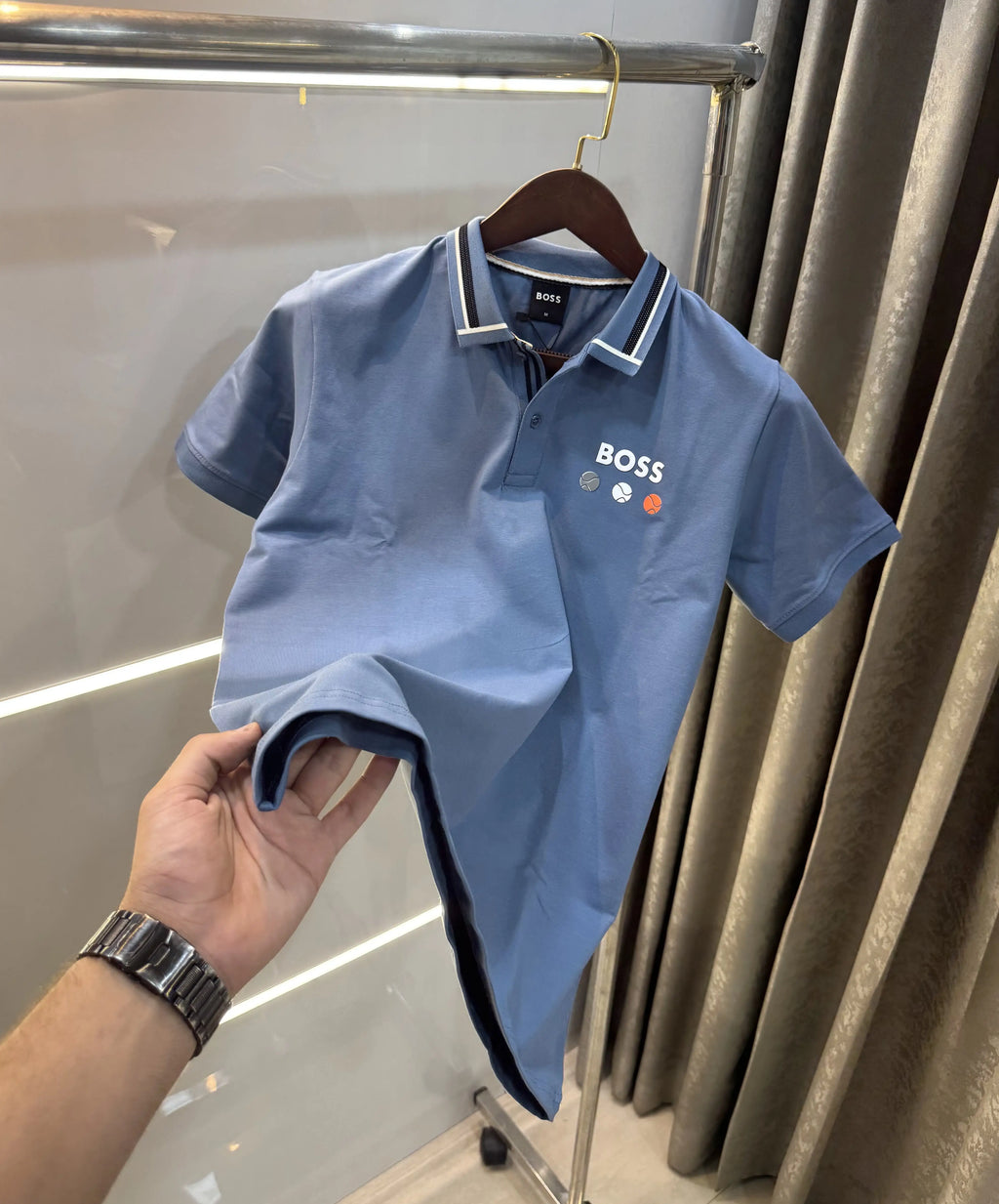 Hugo  Boss Blue Premium Polo T-shirt With Box Packing