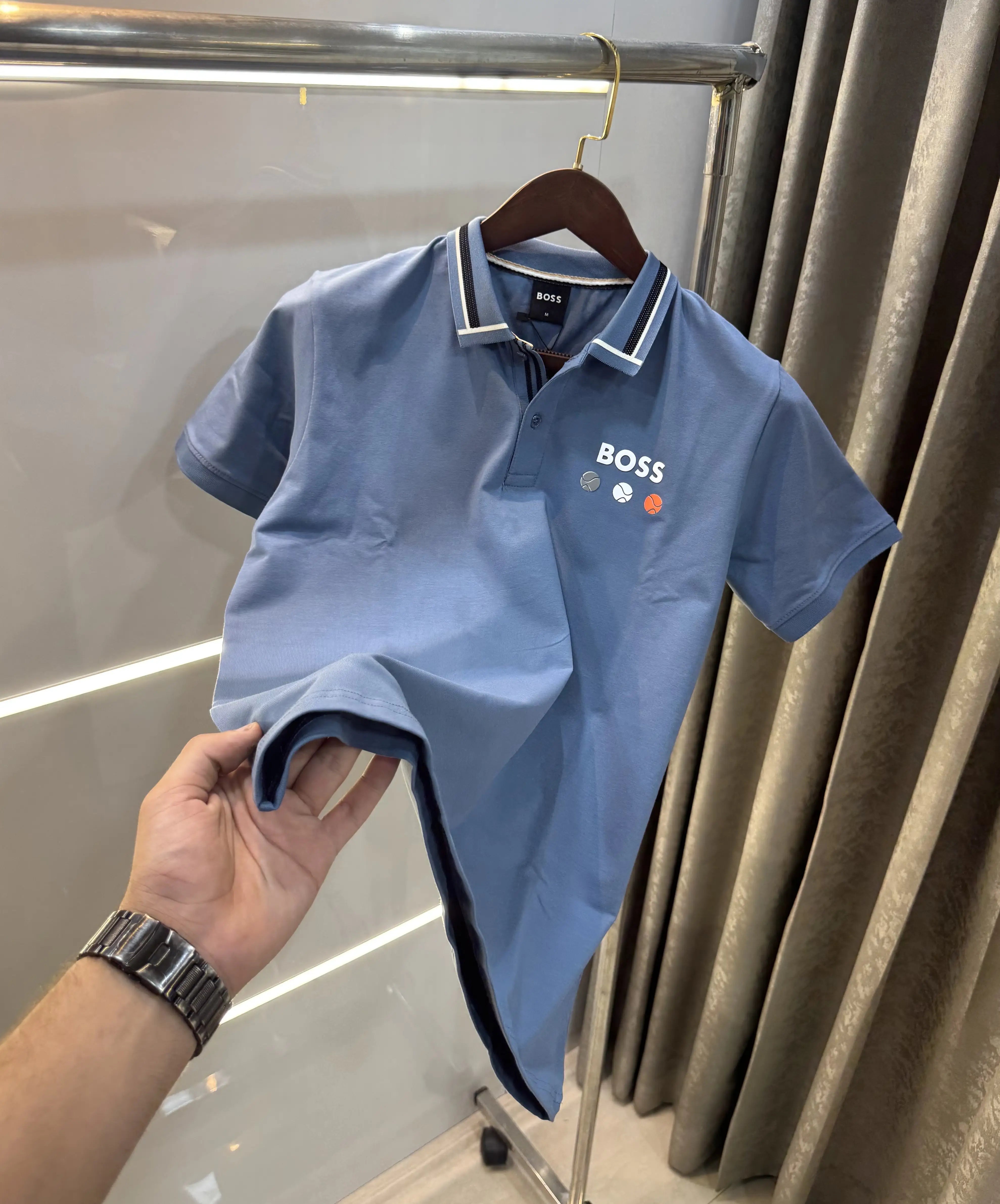 Hugo  Boss Blue Premium Polo T-shirt With Box Packing Main image