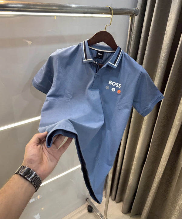 Hugo  Boss Blue Premium Polo T-shirt With Box Packing