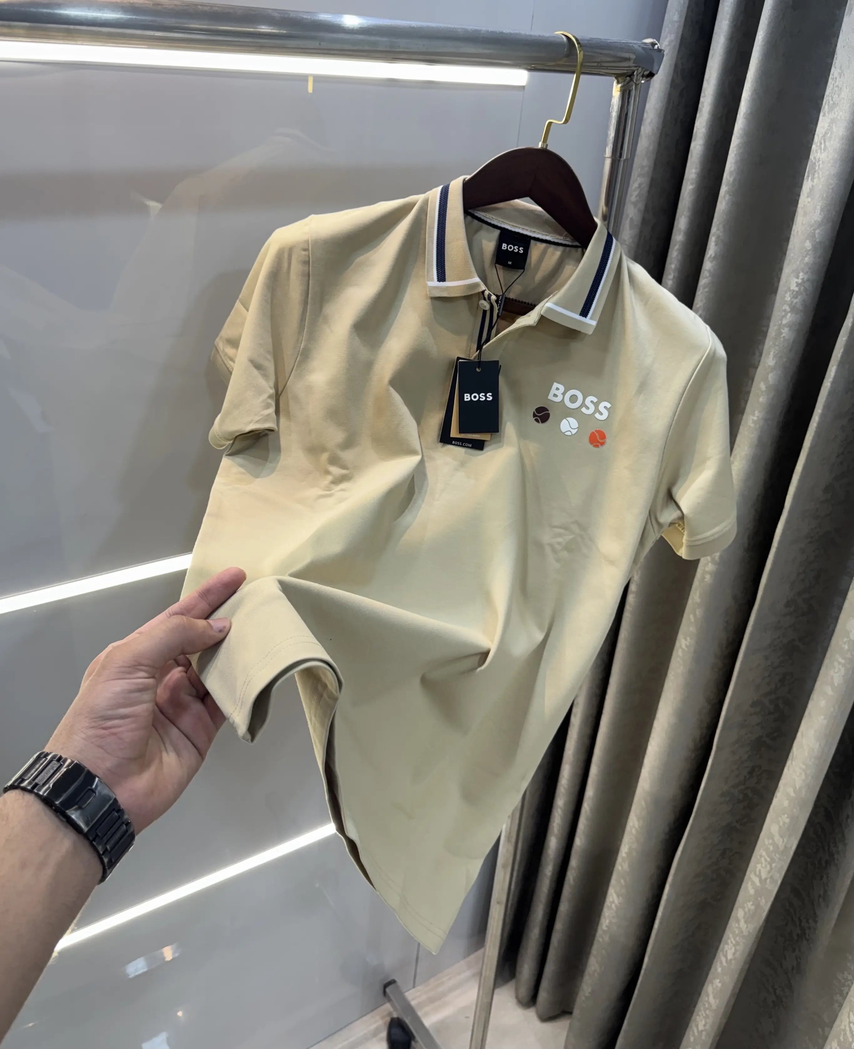 Hugo  Boss Cream Premium Polo T-shirt With Box Packing Main image