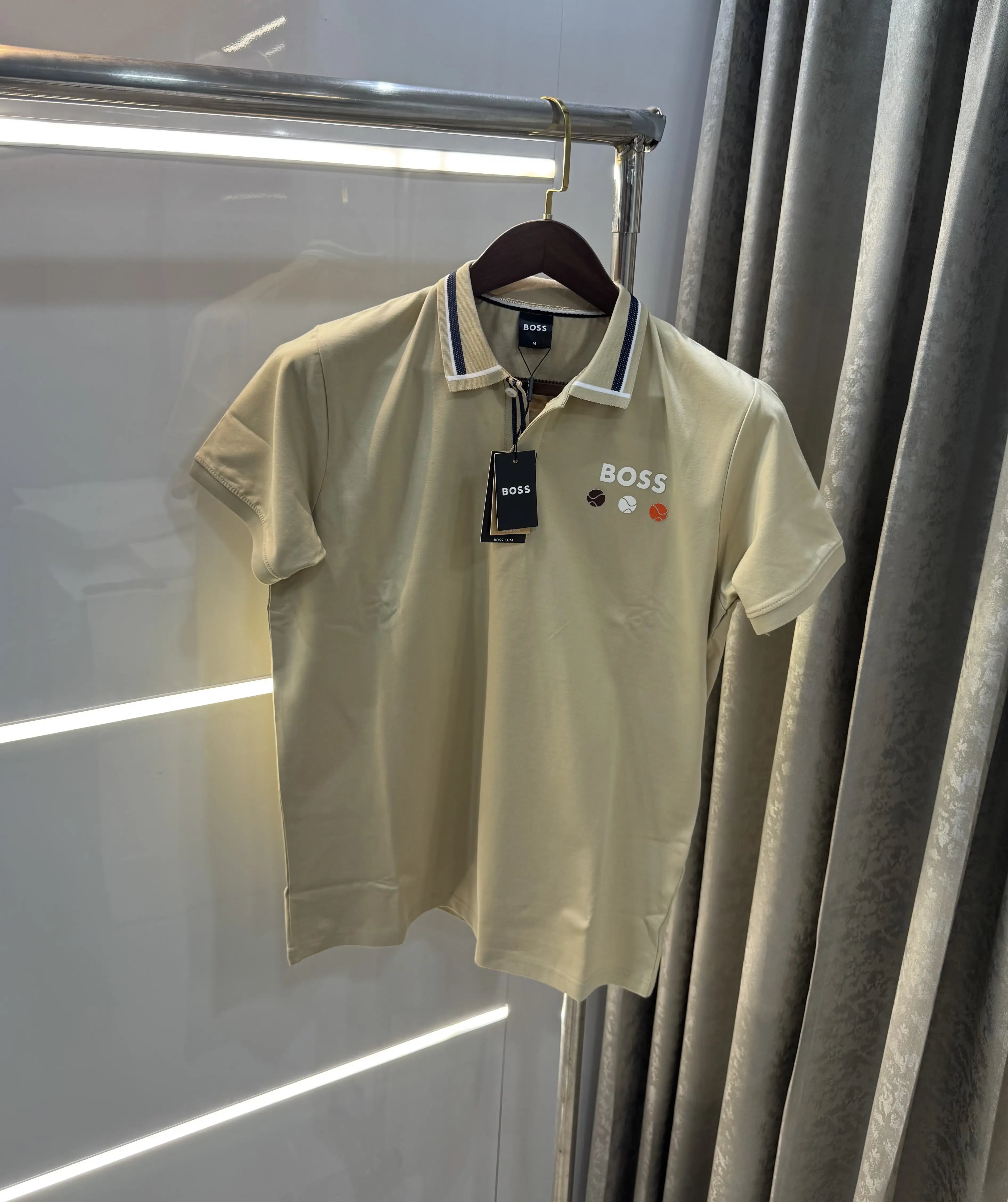 Hugo  Boss Cream Premium Polo T-shirt With Box Packing Secondary image
