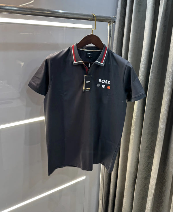 Hugo  Boss Dark Grey Premium Polo T-shirt With Box Packing