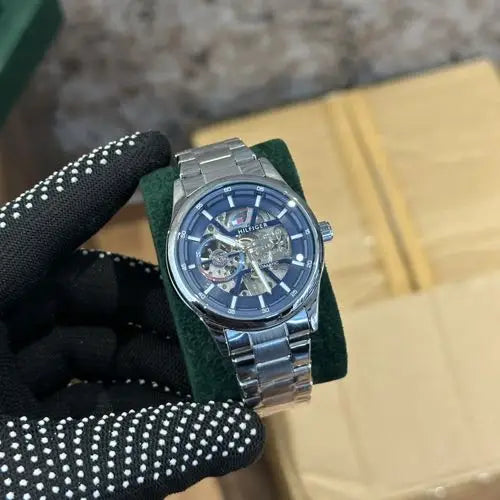 TOMMY HILFIGER AUTOMATIC SILVER BLUE METAL