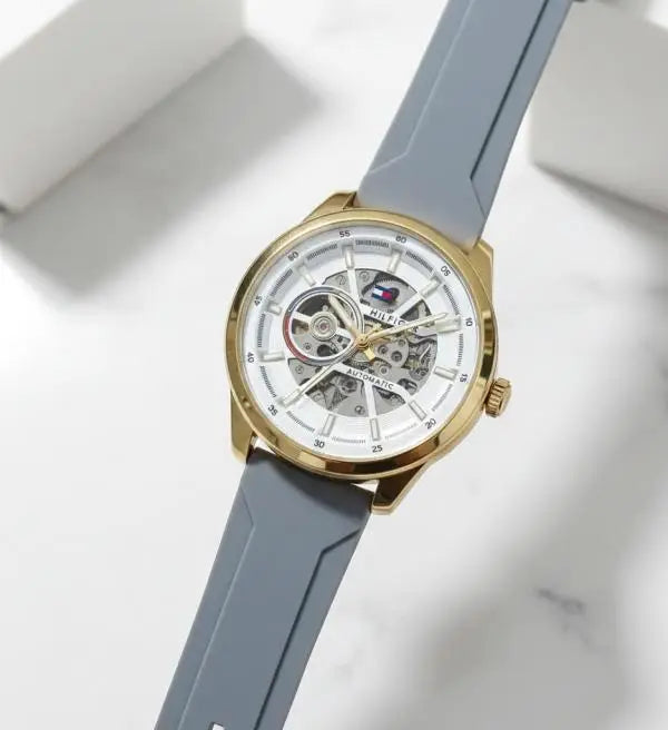 TOMMY HILFIGER AUTOMATIC GOLD GREY SILICON Main image