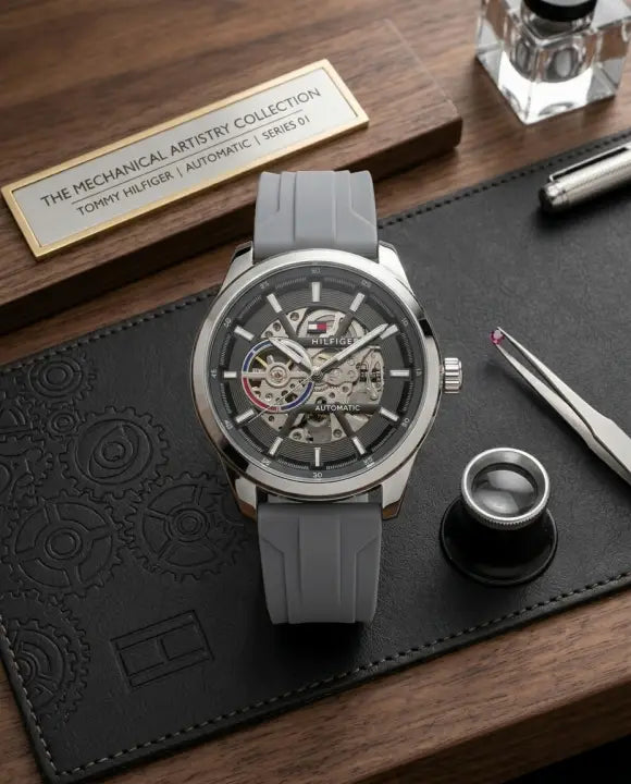 TOMMY HILFIGER AUTOMATIC SILVER GREY SILICON Main image