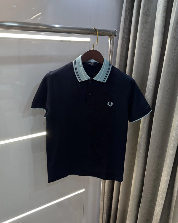 Fredperry Navy Blue Embroidery Logo Premium Polo T-Shirt