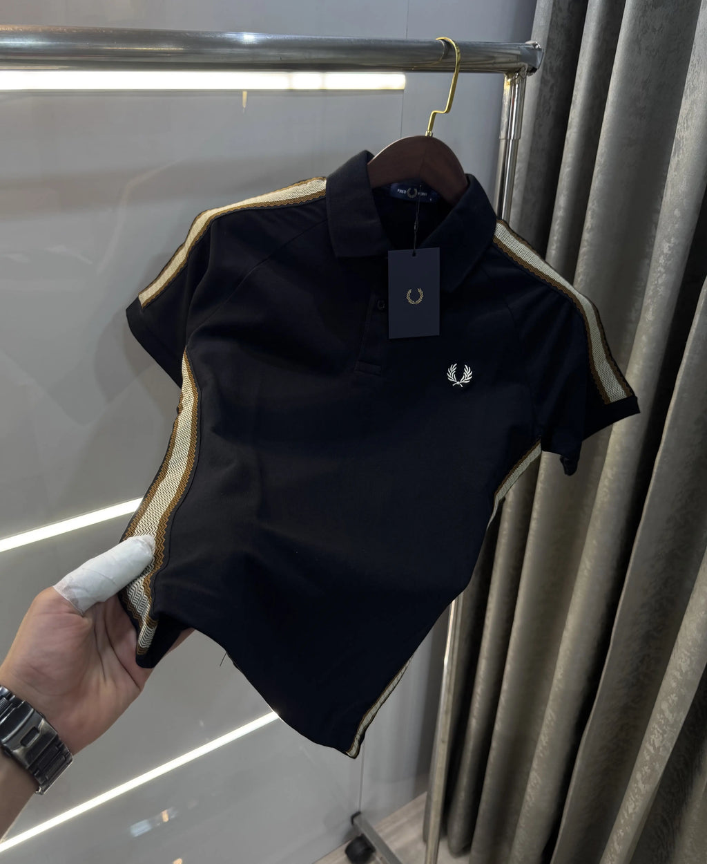 Fredperry Black Embroidery Logo Premium Polo T-Shirt