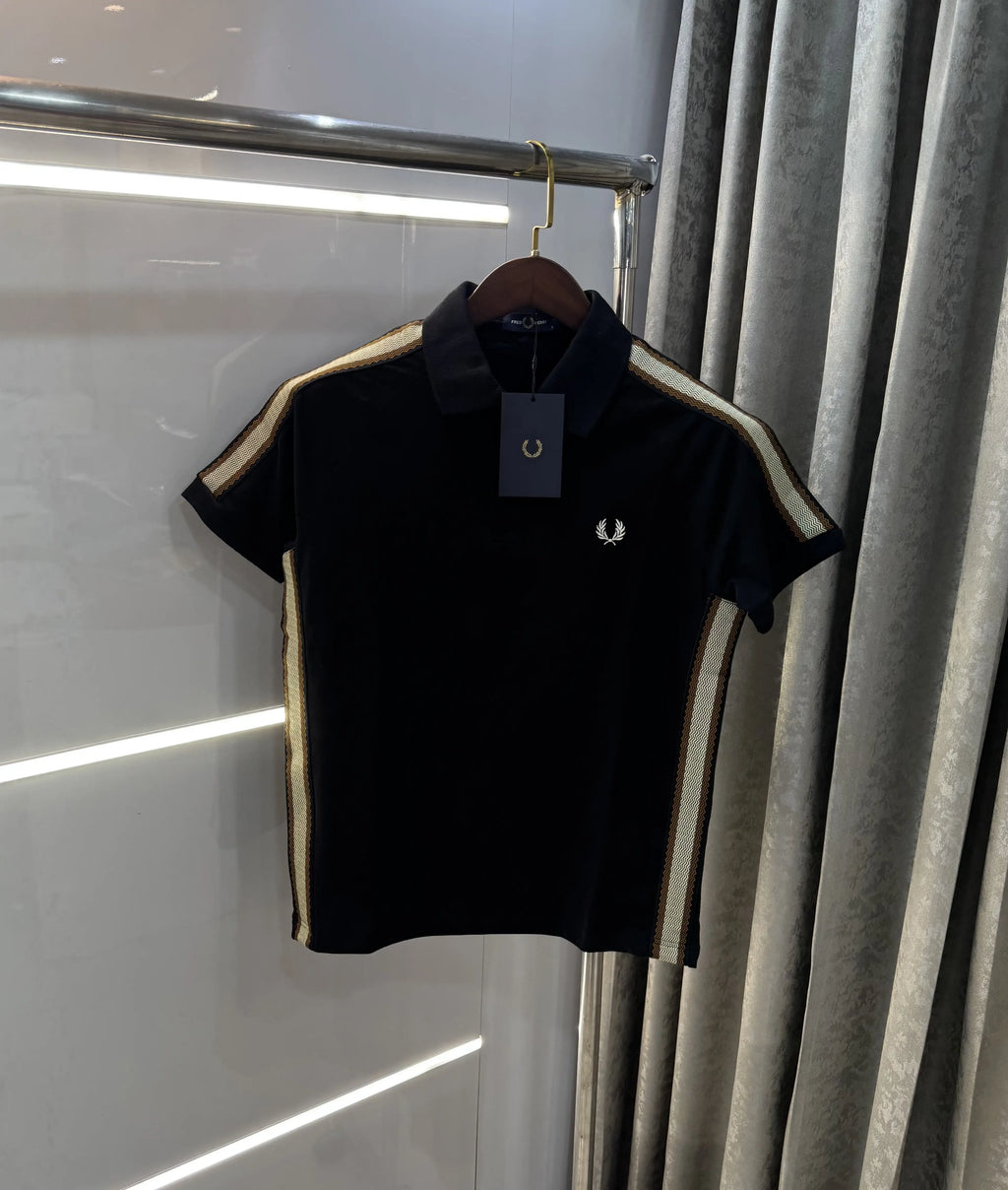Fredperry Black Embroidery Logo Premium Polo T-Shirt