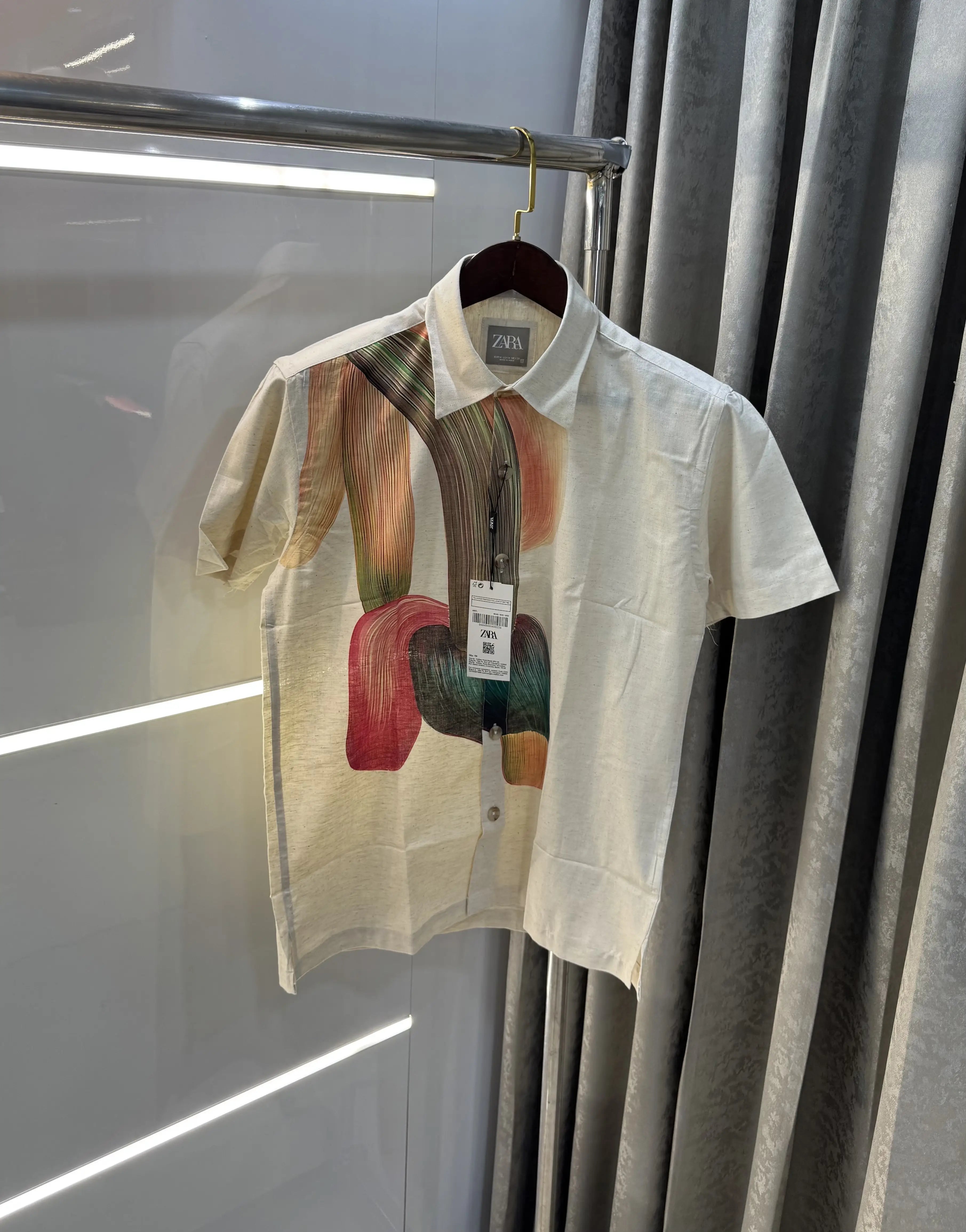 Zara Beige Orange 1 Premium Linen Shirt Main image