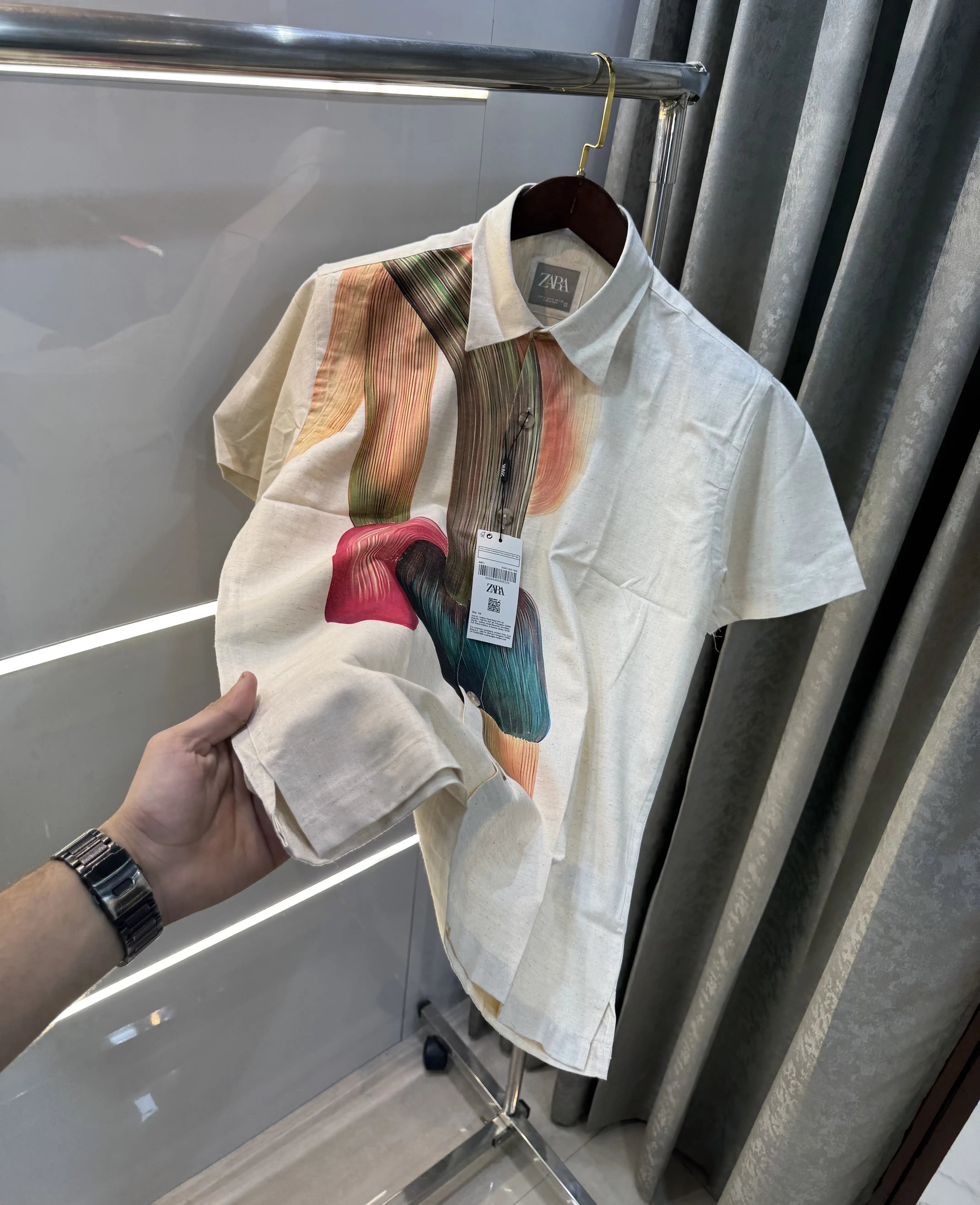 Zara Beige Orange 1 Premium Linen Shirt Secondary image