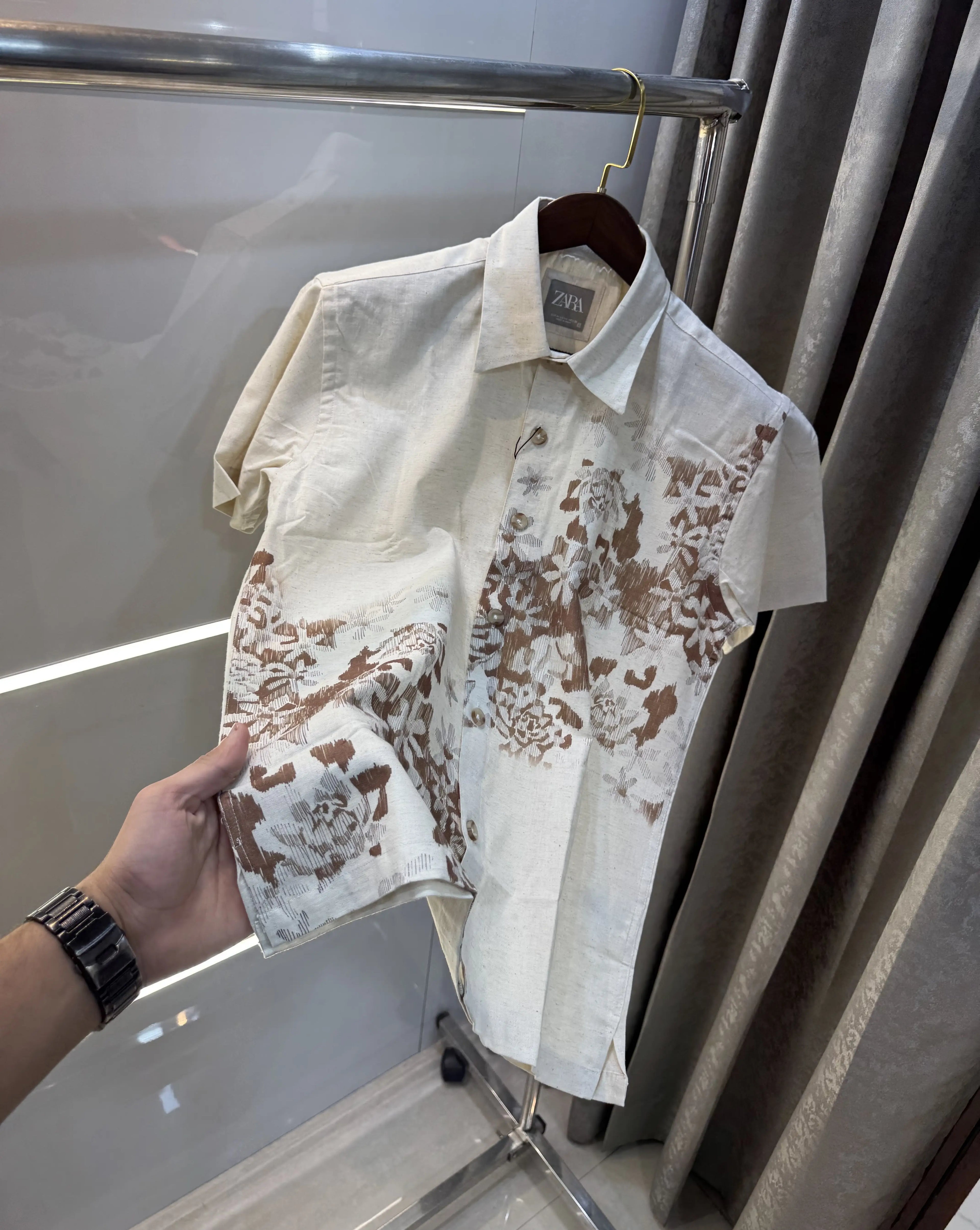 Zara Beige Brown 4 Premium Linen Shirt