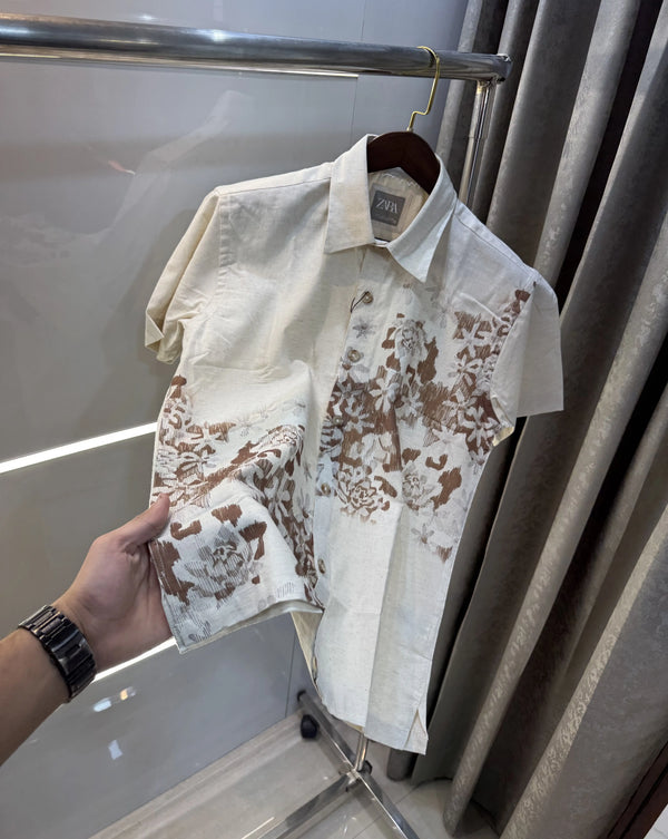 Zara Beige Brown 4 Premium Linen Shirt