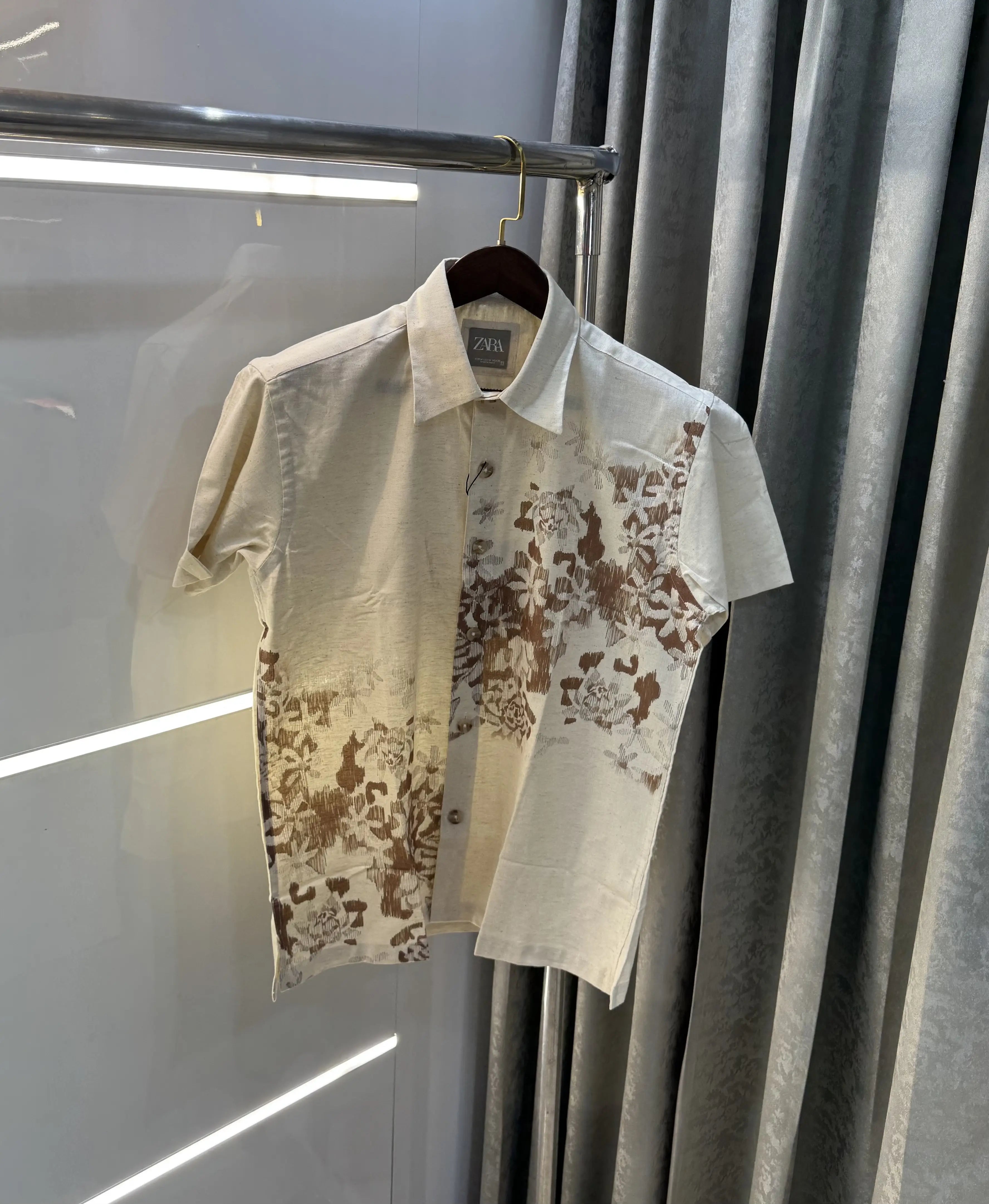 Zara Beige Brown 4 Premium Linen Shirt