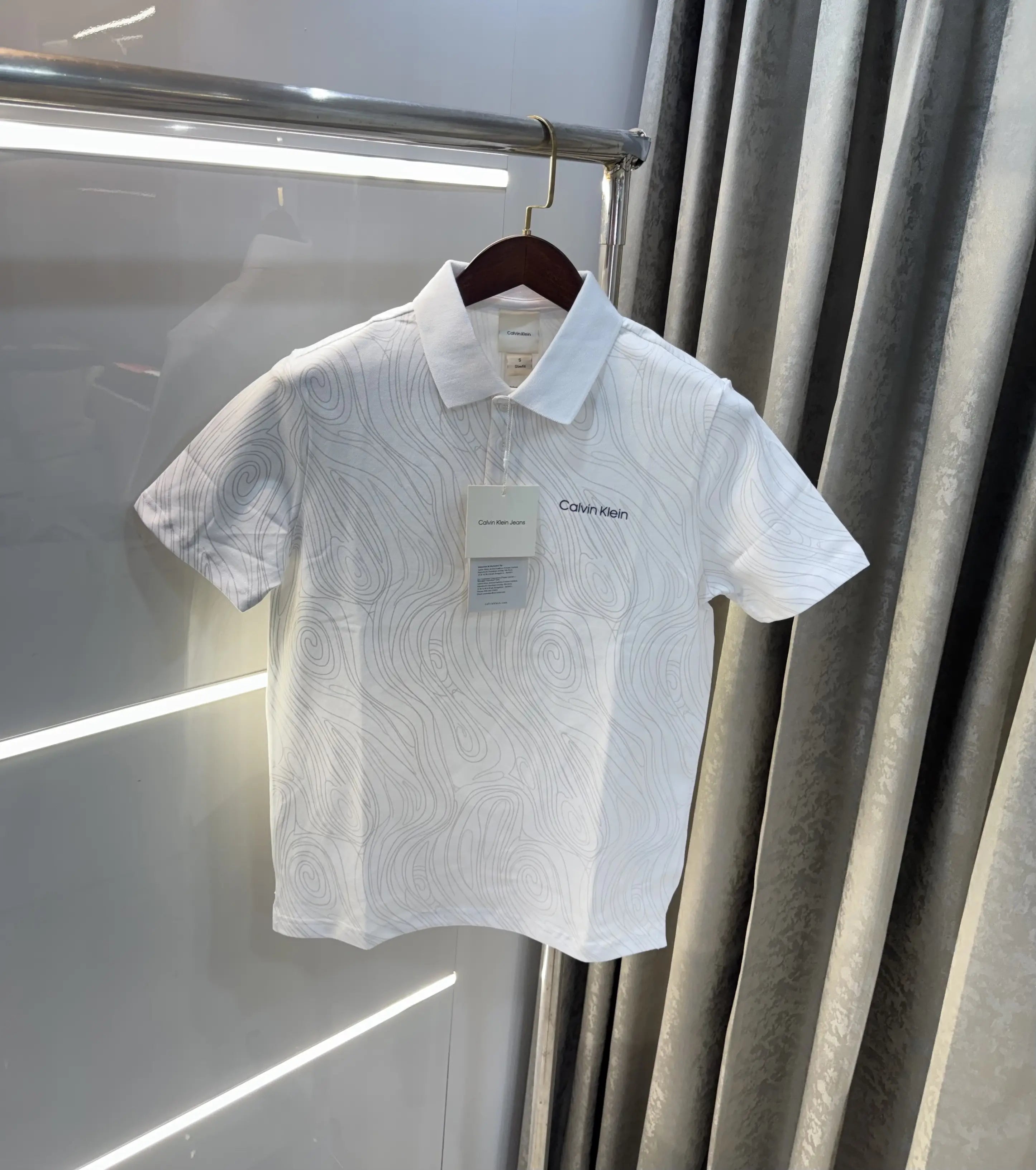 Calvin Klein White Logo Work Premium Polo T-Shirt