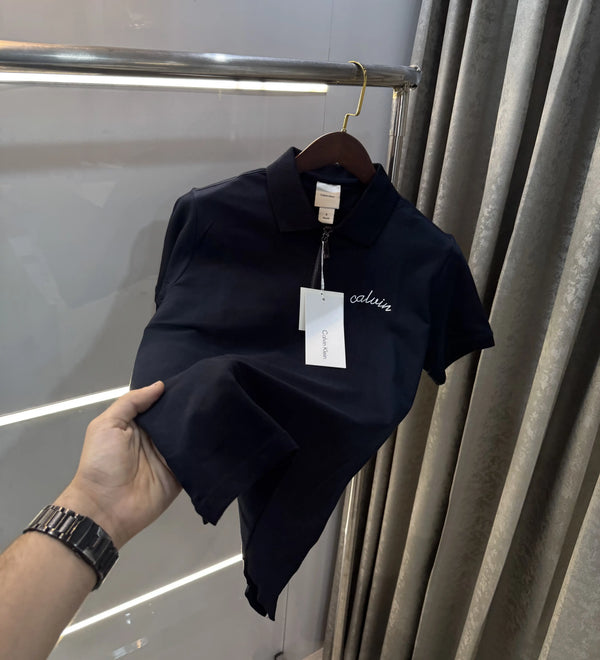 Calvin Klein Navy Blue Logo Work Premium Polo T-Shirt
