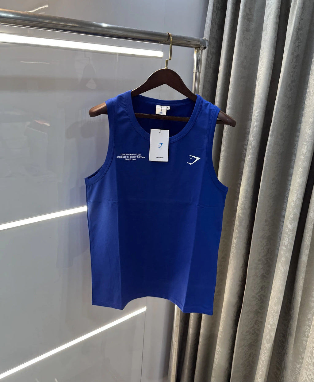 Gym Shark Blue Embroidery Logo Premium Sando