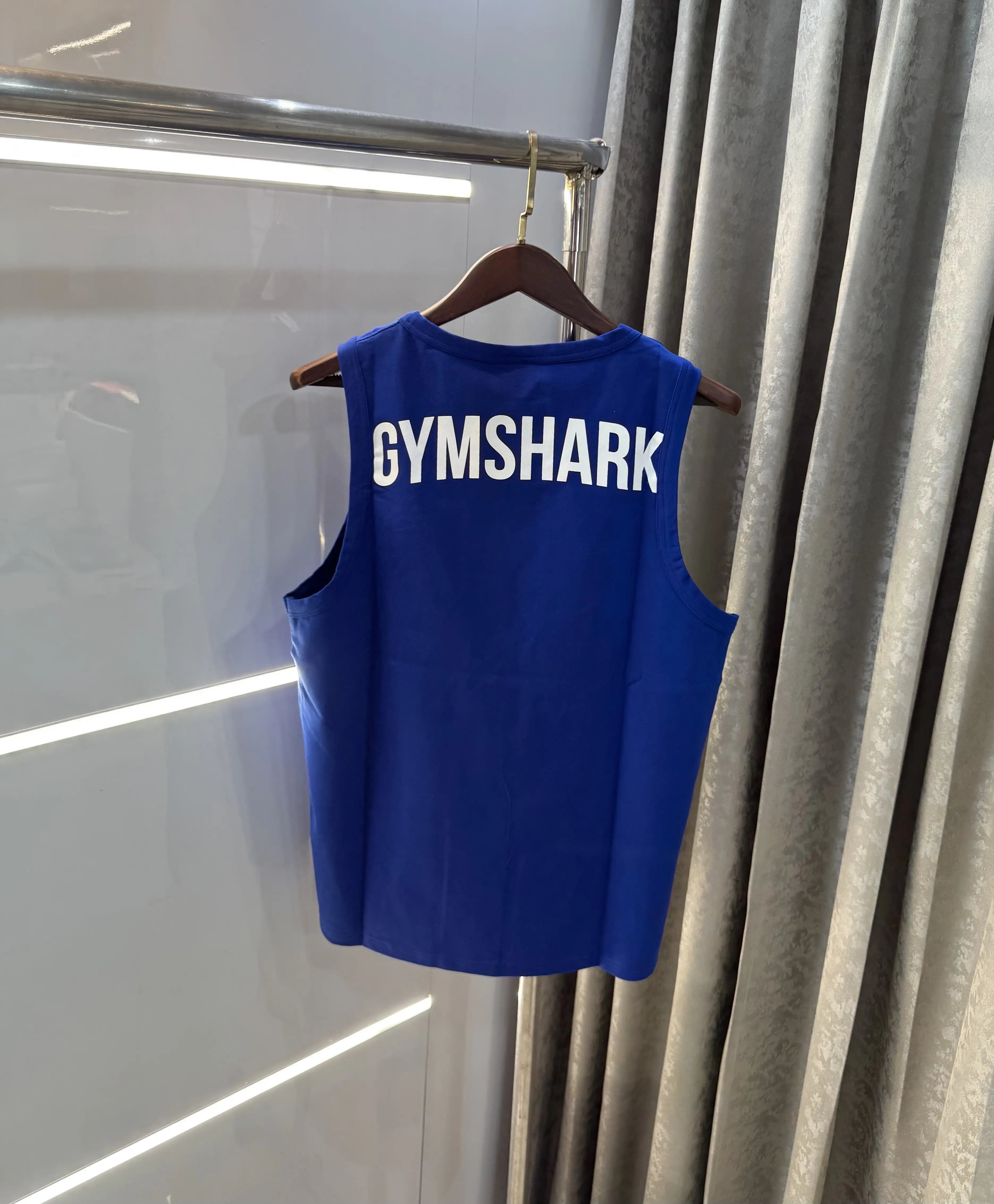 Gym Shark Blue Embroidery Logo Premium Sando