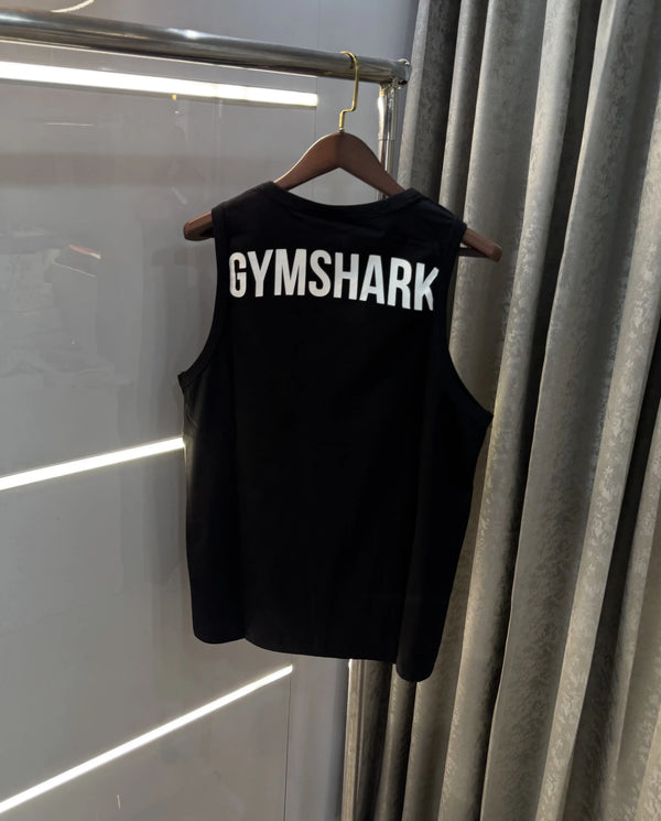 Gym Shark Black Embroidery Logo Premium Sando