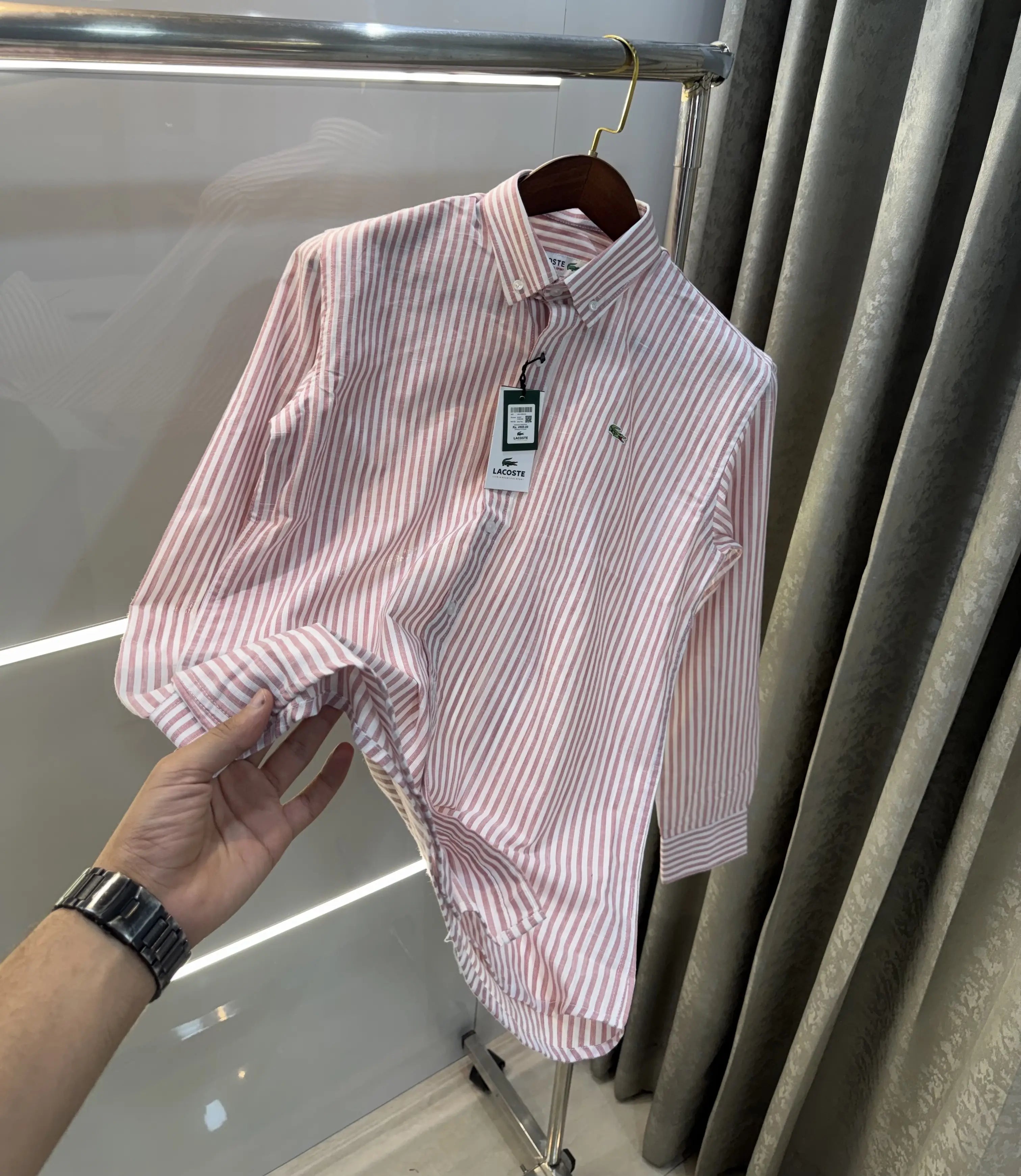 Lacoste Pink Strips Premium Shirt