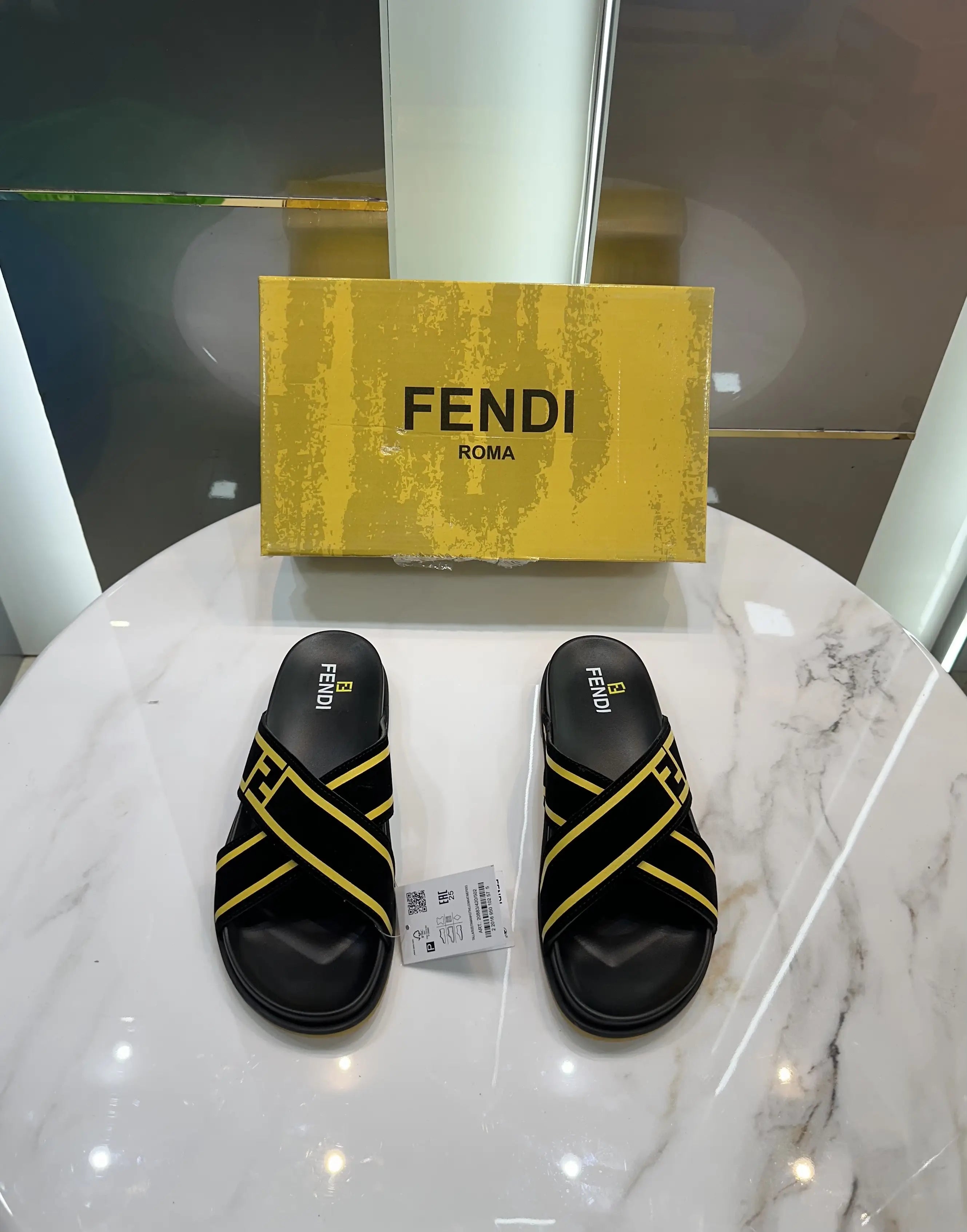 Fendi Black Premium Slides For Men