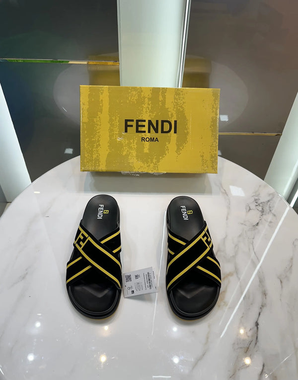 Fendi Black Premium Slides For Men
