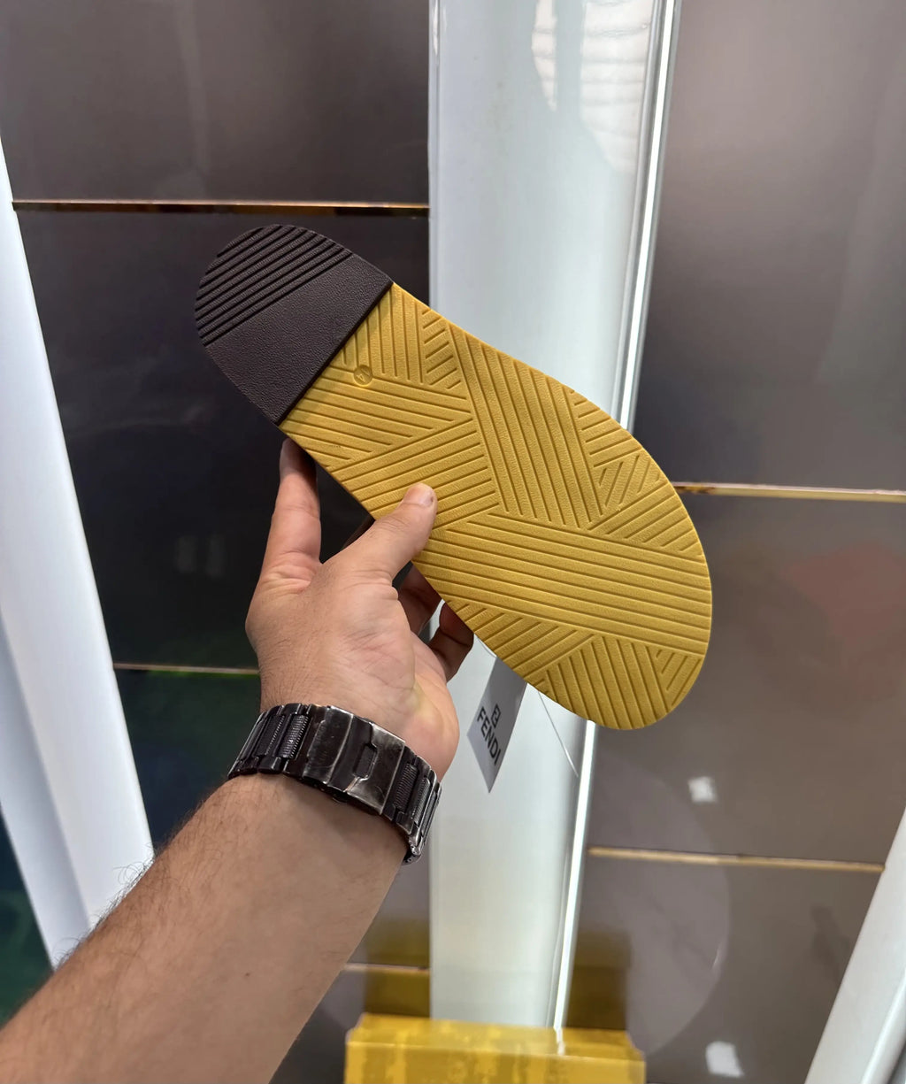 Fendi Tan Brown Premium Slides For Men