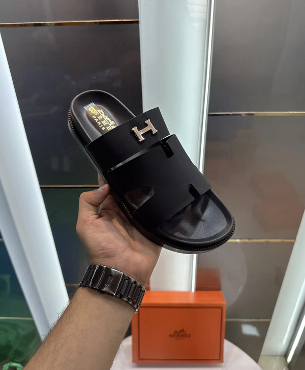 Herms Chypre Premium Black Slides