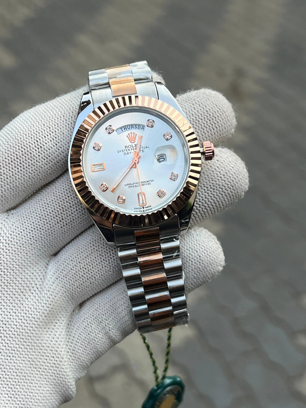 Rolex Day Date Diamond Two Tone White