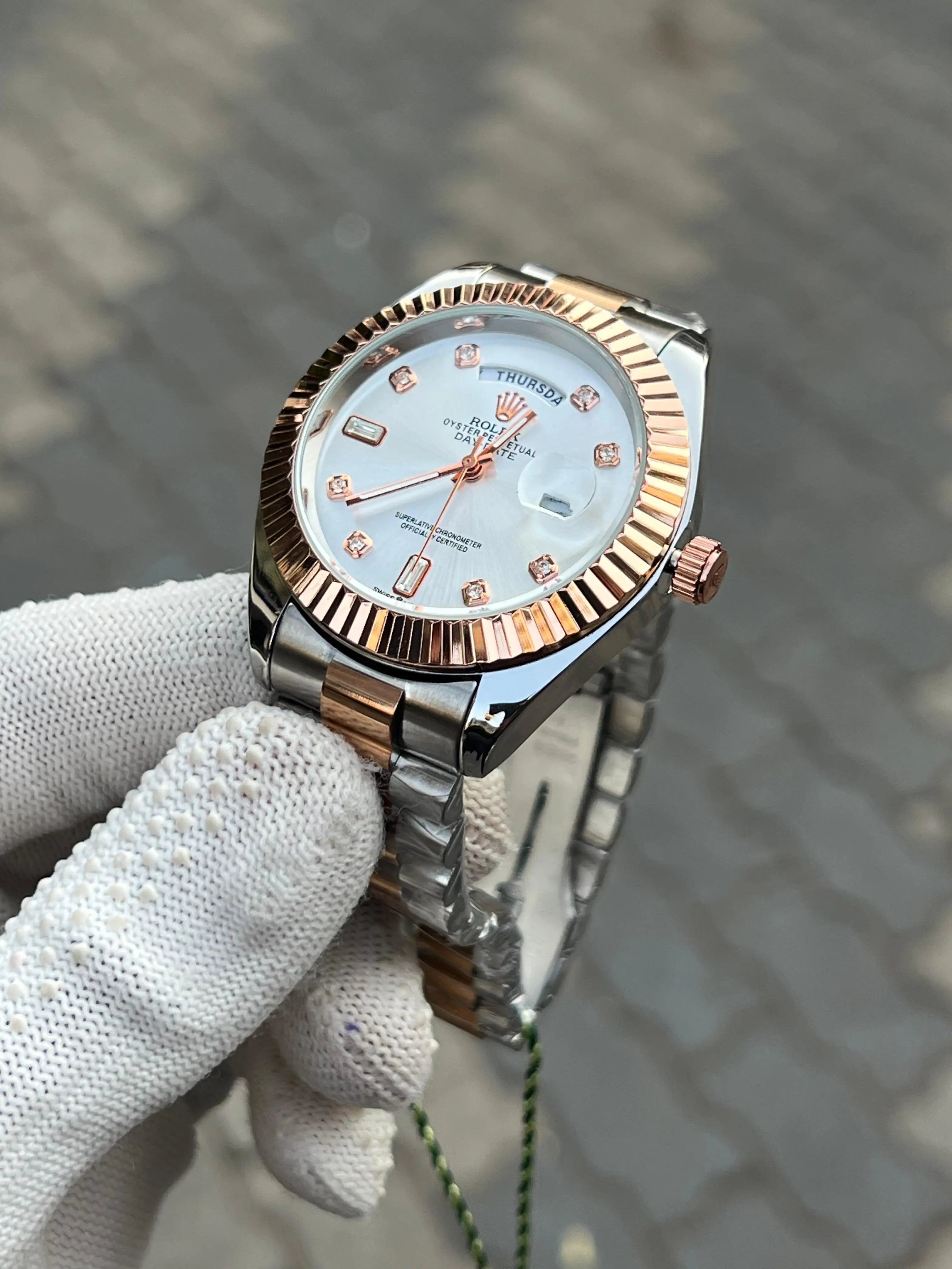 Rolex Day Date Diamond Two Tone White