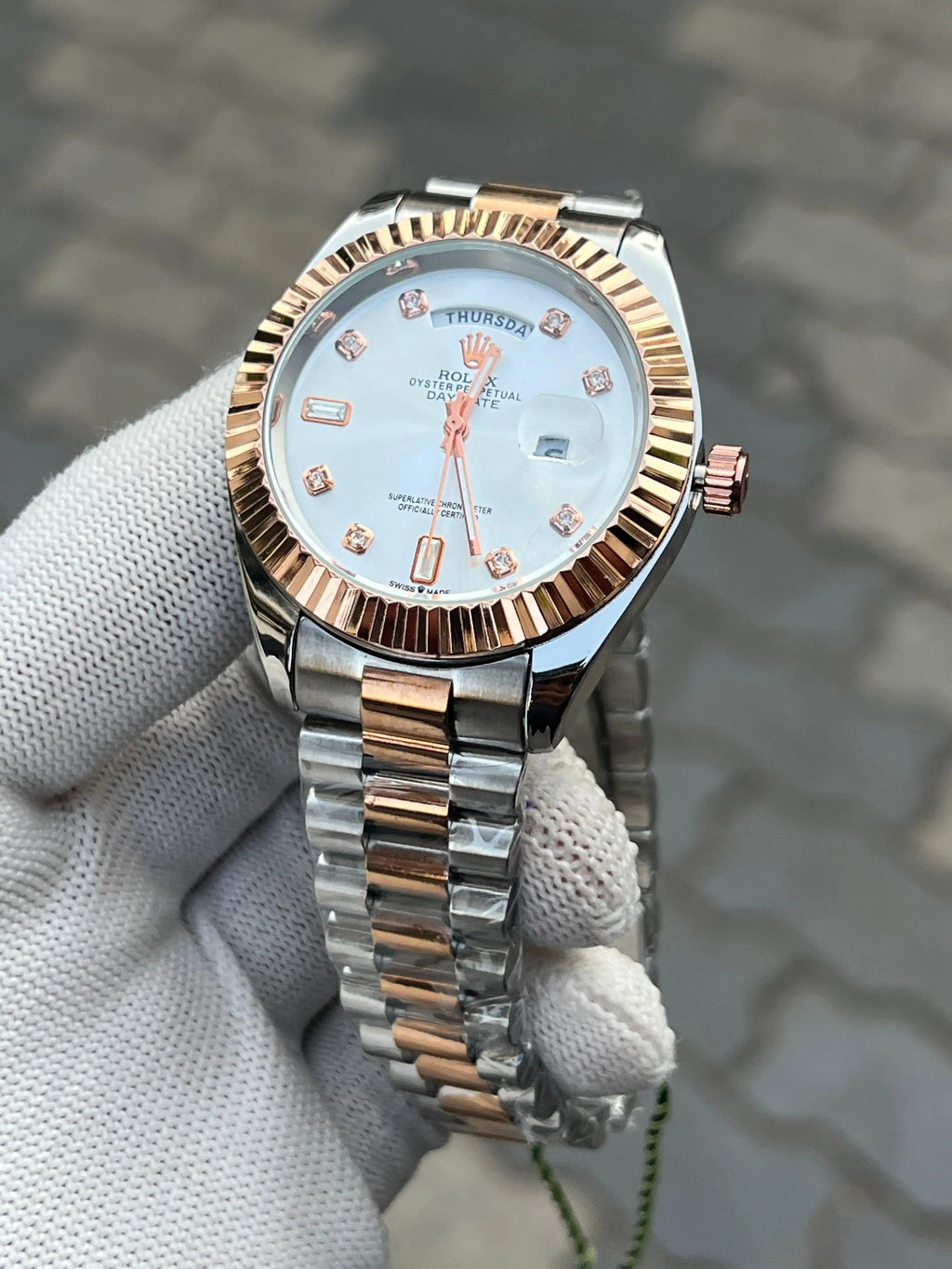 Rolex Day Date Diamond Two Tone White