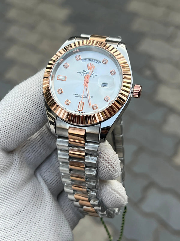 Rolex Day Date Diamond Two Tone White