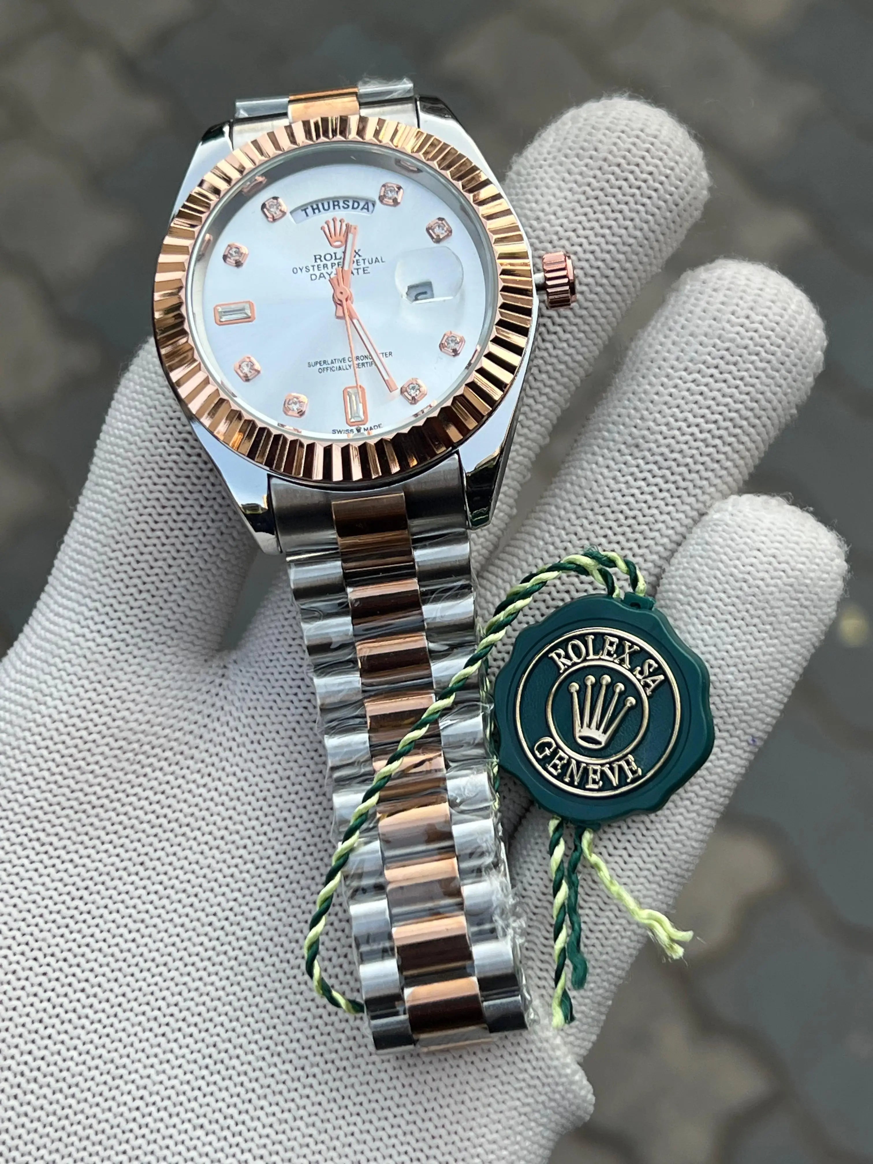 Rolex Day Date Diamond Two Tone White