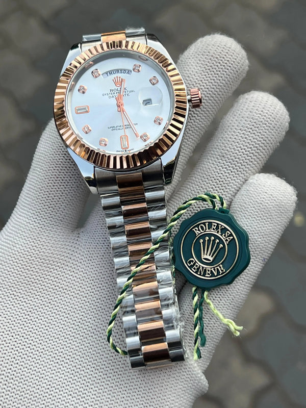 Rolex Day Date Diamond Two Tone White