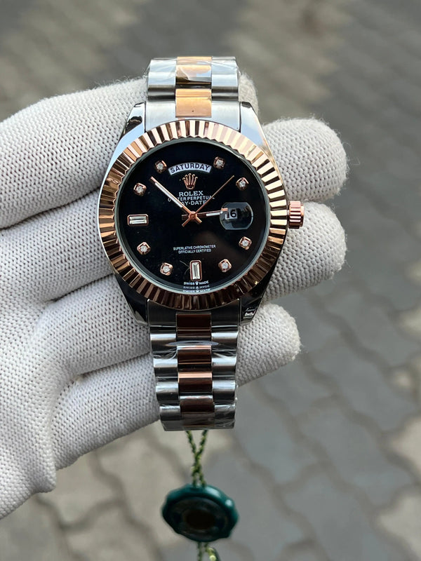Rolex Day Date Diamond Two Tone Black