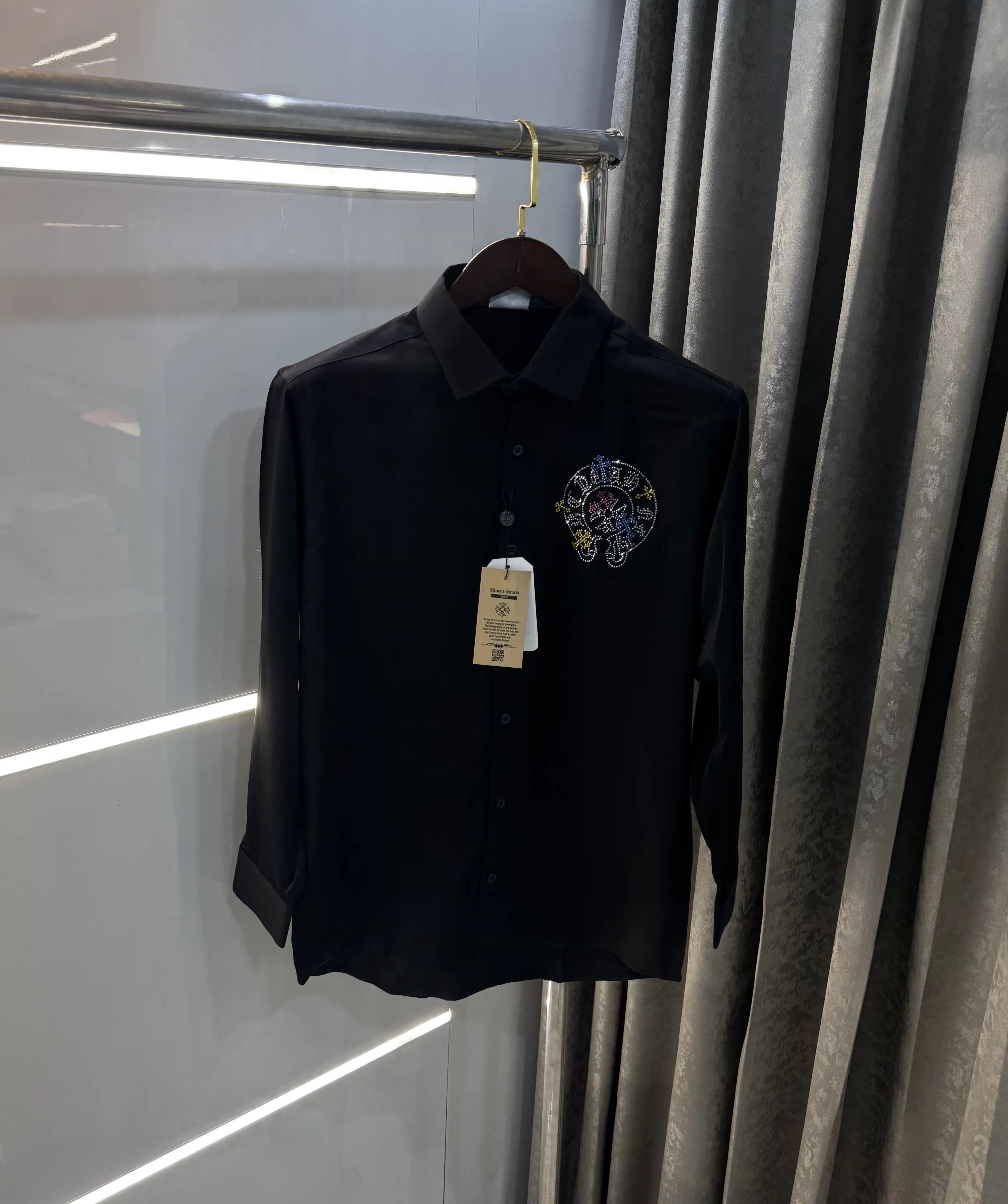 Chrome Hearts Black Logo Work Imported Shirt