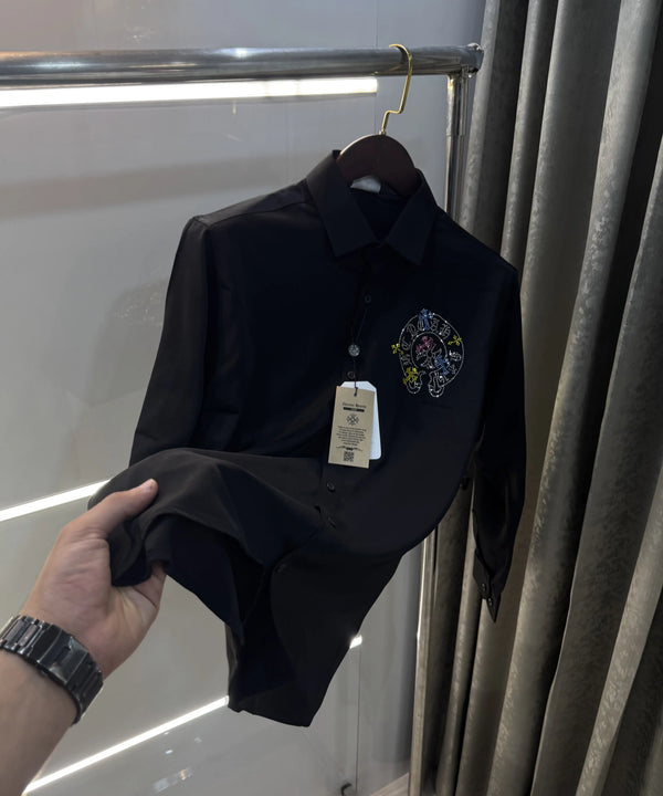 Chrome Hearts Black Logo Work Imported Shirt