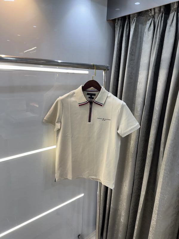 Tommy Hilfiger Cream Premium Polo T-shirt