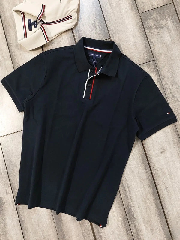 Tomm y Hilfige r Navy Blue Premium Polo T-shirt