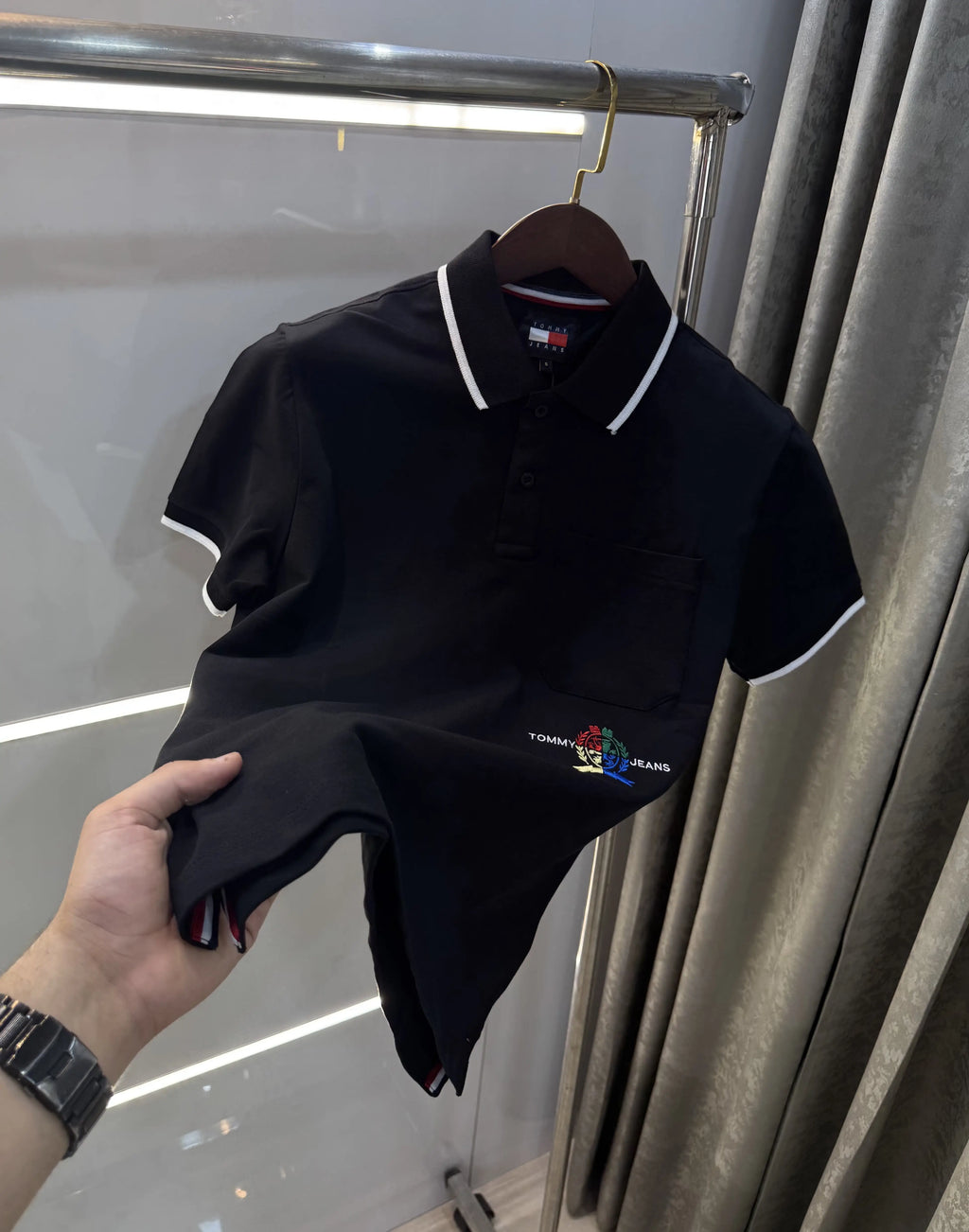 Tommby Hilfige r Black Premium Polo T-shirt