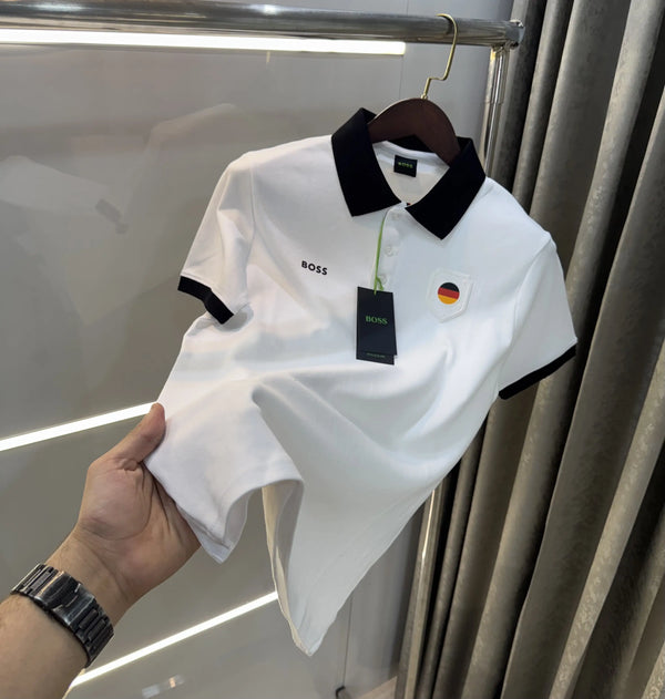 Hug o Bos s White Logo Work Premium Polo T-shirt