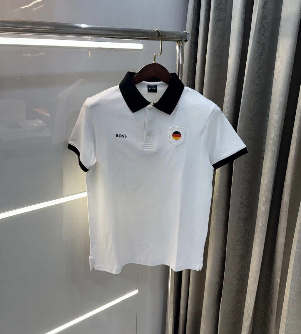 Hug o Bos s White Logo Work Premium Polo T-shirt