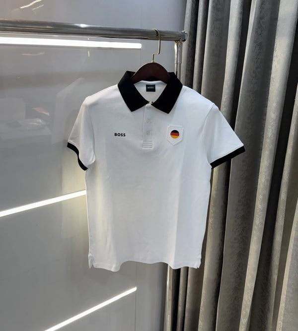 Hug o Bos s White Logo Work Premium Polo T-shirt