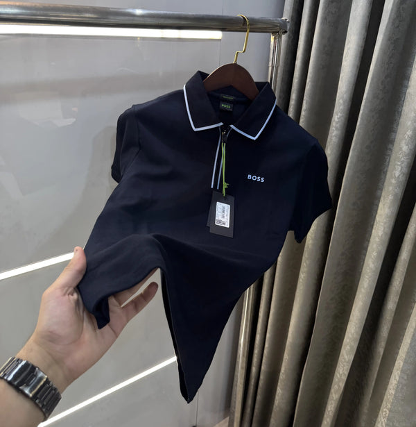 Hugo Boss Navy Blue Logo Work Premium Polo T-shirt